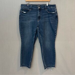 Judy Blue Skinny Jeans 22W Medium Wash Raw Hem Stretch